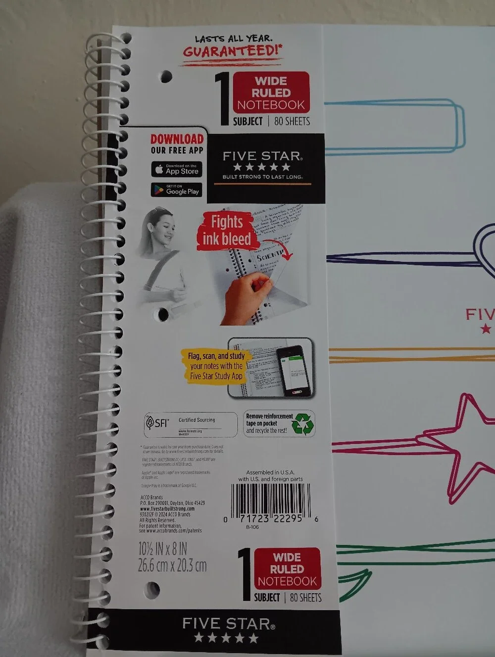 Five-Star Hearts & Stars Notebook 1 Subject